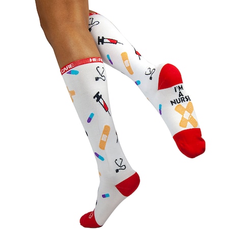 Zayaan Health Here 2 Care Compression Socks, White, PR BLZH-CSHN-6W